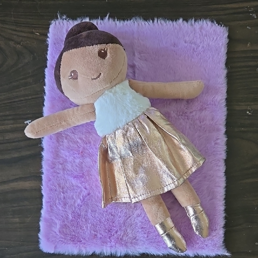 Plush Ballerina Doll with Gold Skirt